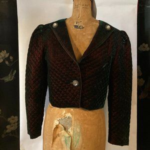 West German Vintage quilted Velveteen Cropped Jacket